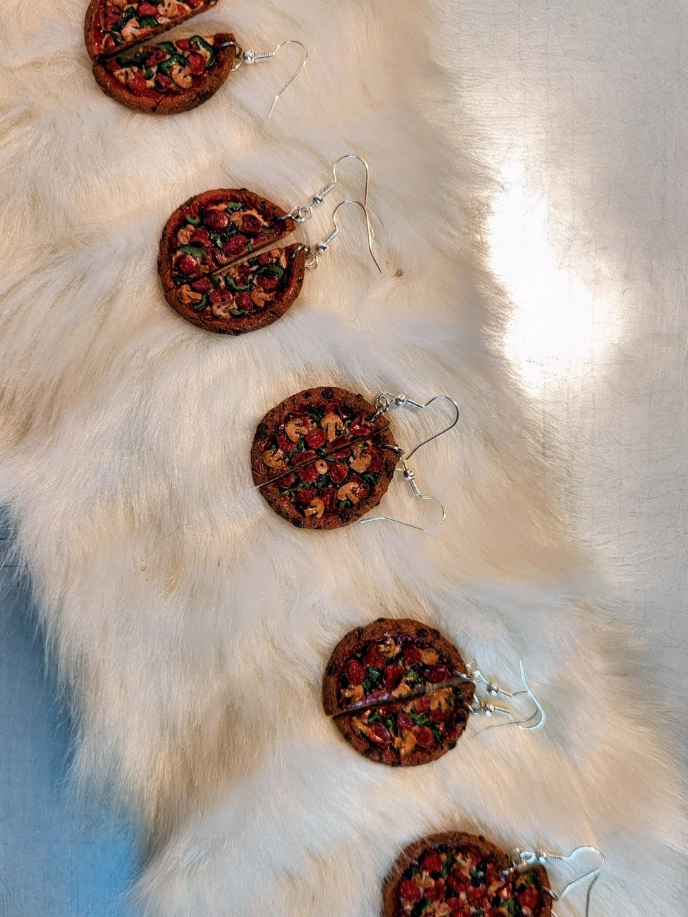 Handmade Pizza Slice Dangle Earrings
